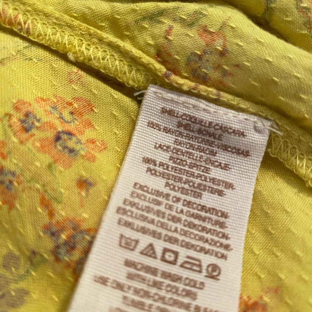 Free People Yellow Floral Blouse with Black Lace - Picture 6 of 11